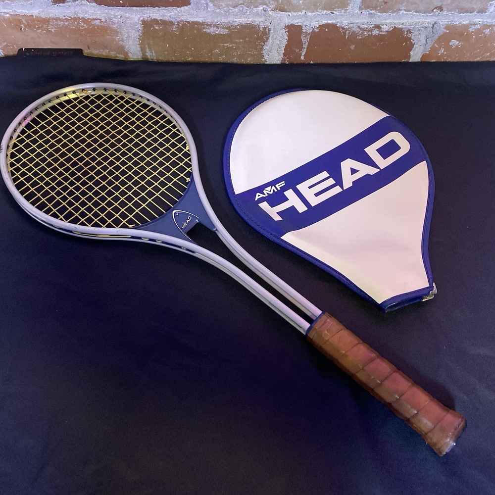 Vintage 1970s AMF Head Master Aluminum Tennis Racket Racquet & Cover 4-3/8"L